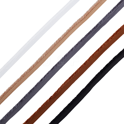 5 Bundles 5 Colors Polyester Chenille Furry Braided Lip Cord Trim OCOR-WR0001-25-1