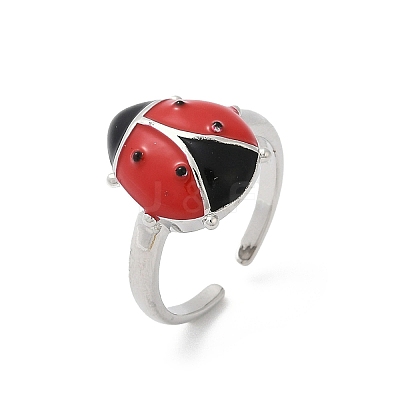 Brass Enamel Cuff Rings for Women RJEW-A059-03P-1