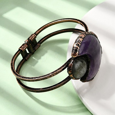 Natural Amethyst & Labradorite Bangles for Women BJEW-A043-01R-03-1