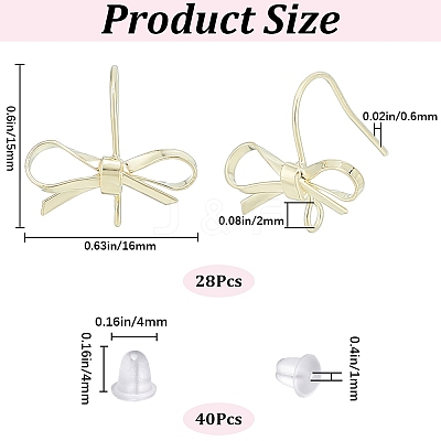 28Pcs Bowknot Shape Brass Earring Hook DIY-SP0001-06G-1