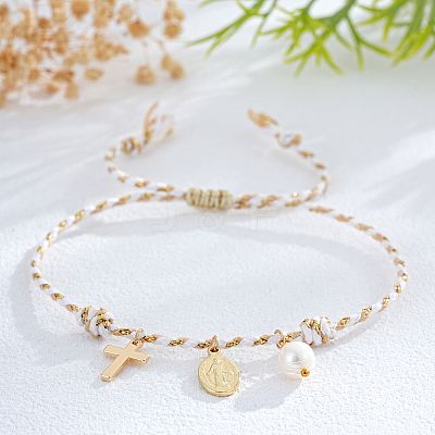 Bohemian Brass & Natural Freshwater Pearl Charm Bracelets ZD8910-8-1