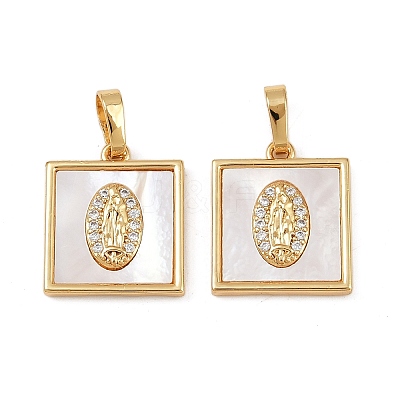 Brass Micro Pave Clear Cubic Zirconia Pendants KK-C109-07C-G-1