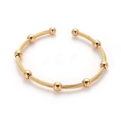 304 Stainless Steel Cuff Bangle Sets BJEW-L642-09-1