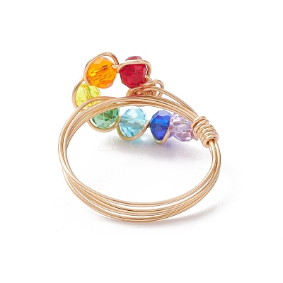Colorful Glass Teardrop Finger Ring RJEW-JR00653-1