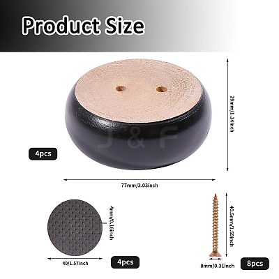 Wood Round Furniture Legs FIND-WH0199-412A-1