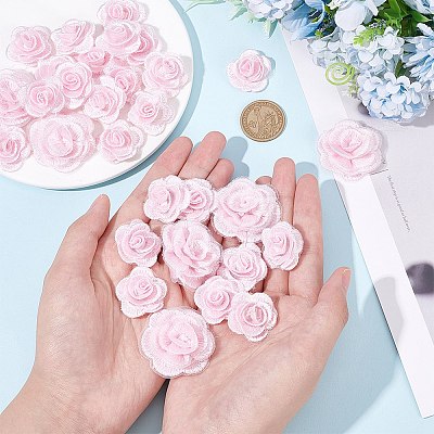 3D Rose Flower Polyester Computerized Embroidered Ornament Accessories DIY-NB0008-21A-1