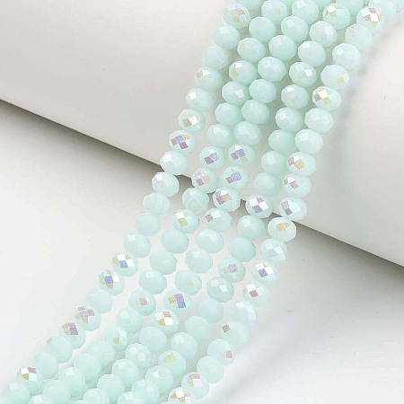 Electroplate Opaque Solid Color Glass Beads Strands X-EGLA-A034-P8mm-L09-1