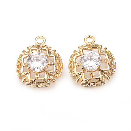 Brass Cubic Zirconia Pendants ZIRC-R015-112G-1