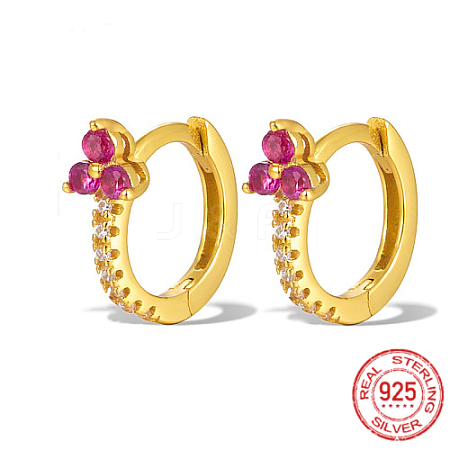 Real 18K Gold Plated 925 Sterling Silver Micro Pave Cubic Zirconia Hoop Earrings JU6681-11-1