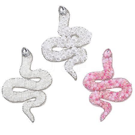 3Pcs 3 Colors Snake Polyester Embroidered Cloth Patch PATC-GA0001-88-1