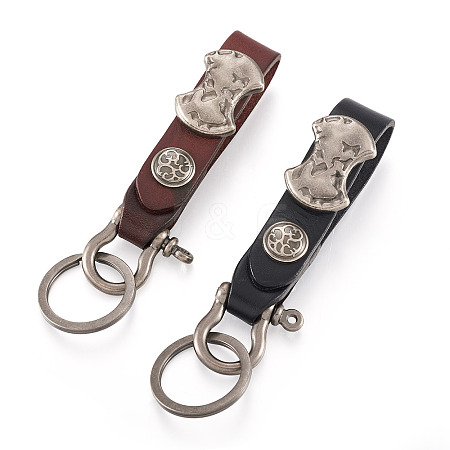 2Pcs 2 Colors Leather Clasps Keychain KEYC-BY0001-04-1