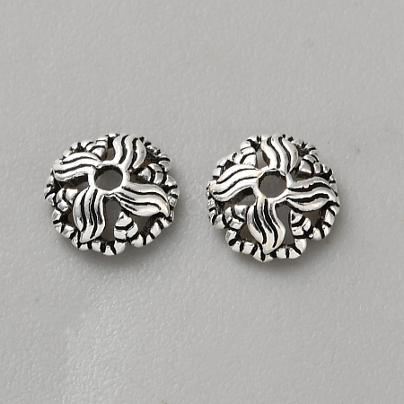 Retro 925 Sterling Silver Bead Caps STER-WH0007-17C-AS-1
