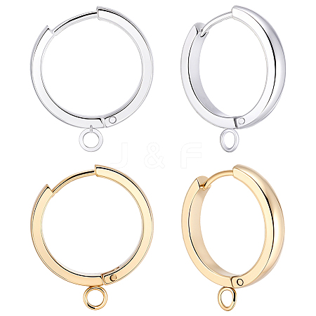 16Pcs 2 Colors 201 Stainless Steel Huggie Hoop Earrings Findings STAS-BBC0008-39E-1