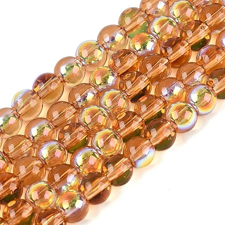 Electroplate Transparent Glass Beads Strands EGLA-Q132-4MM-A08-1