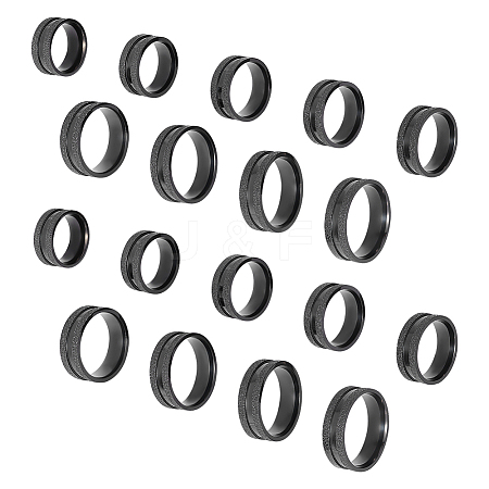 Unicraftale 18Pcs 9 Size 201 Stainless Steel Grooved Finger Rings Set for Men Women STAS-UN0045-59A-EB-1