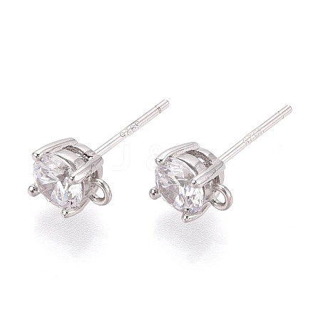 925 Sterling Silver Micro Pave Clear Cubic Zirconia Stud Earring Findings STER-N016-58B-P-1