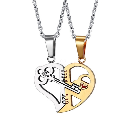 2Pcs 2 Style Word 1314 520 Couple Necklaces Set VALE-PW0001-011G-1