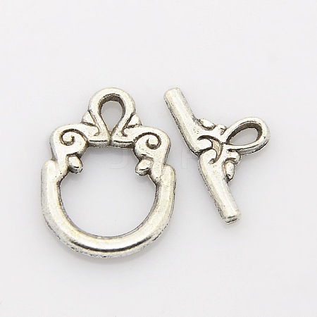 Tibetan Style Alloy Ring Toggle Clasps X1-PALLOY-J471-24AS-1