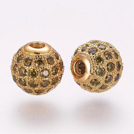 Brass Micro Pave Cubic Zirconia Beads ZIRC-F054-15G-02-1