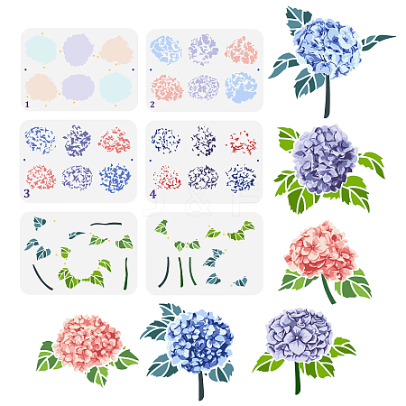 6Pcs 6 Styles PET Hollow Out Drawing Painting Stencils DIY-WH0394-0160-1