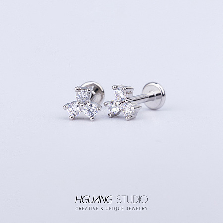 Stainless Steel Micro Pave Clear Cubic Zirconia Cartilage Earrings for Women Men WG126FA-15-1