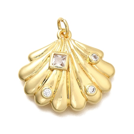 Brass Micro Pave Cubic Zirconia Pendants X-KK-S508-38G-1