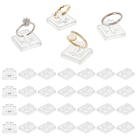Square Transparent Acrylic Single Ring Display Stands LS-RDIS-WH0016-01A-1