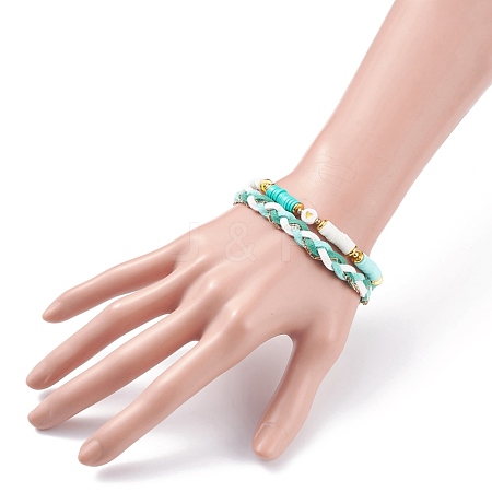Handmade Polymer Clay Heishi Beads Bracelets Set X-BJEW-TA00040-03-1