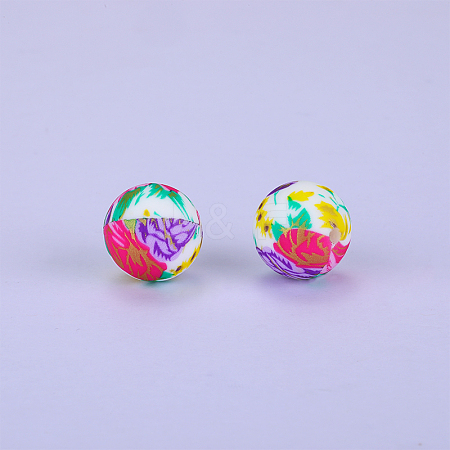 Printed Round Silicone Focal Beads SI-JX0056A-117-1