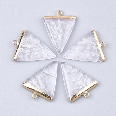 Electroplate Natural Quartz Crystal Pendants G-S344-49E-1