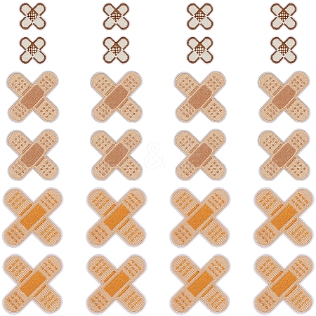24Pcs 3 Styles Adhesive Bandage Shape Medical Theme Non-Woven Fabrics Computerized Embroidery Cloth Iron on/Sew on Patches PATC-CY0001-34-1
