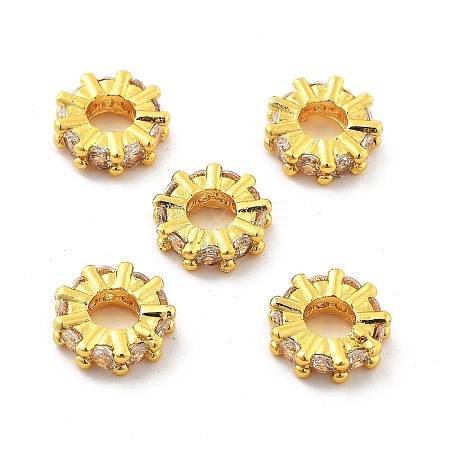 Brass Micro Pave Clear Cubic Zirconia Beads KK-R216-12G-1