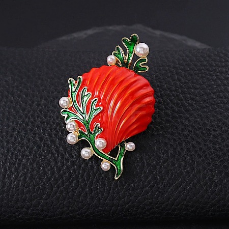 Enamel Plastic Pearl Brooch JEWB-K027-05G-1