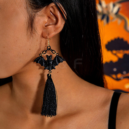 Halloween Alloy & Acrylic & Resin & Glass & Cotton Cord Tassel Dangle Earrings FS-WGA02EE-23-1
