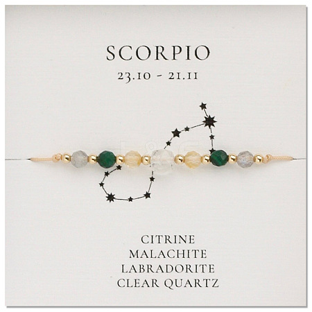 Natural stone constellation bracelet with 12 zodiac signs X-NR2952-12-1