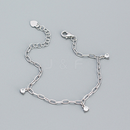 Silver 925 Sterling Silver Flat Round Charm Bracelet CJ1255-2-1