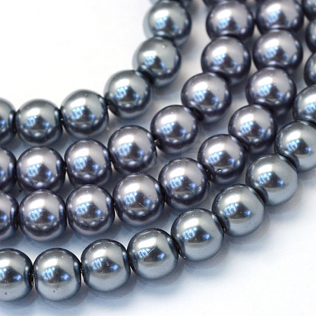 Baking Painted Pearlized Glass Pearl Round Bead Strands HY-Q003-6mm-12-1