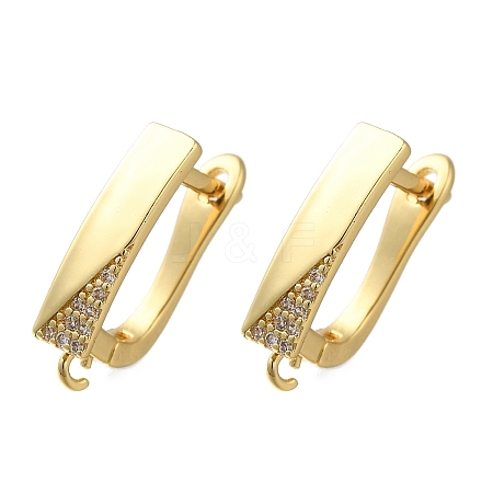 Rack Plating Brass Micro Pave Cubic Zirconia Hoop Earring Findings EJEW-H143-10G-1