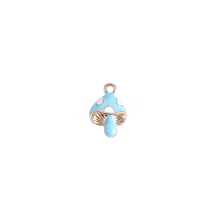 Golden Tone Alloy Enamel Mushroom Charm FIND-SZC0017-015-1