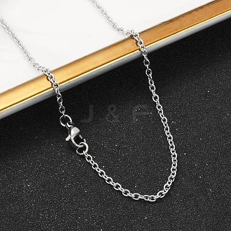 Non-Tarnish Classic Plain 304 Stainless Steel Mens Womens Cable Chain Necklace Making STAS-P045-01P-A-1
