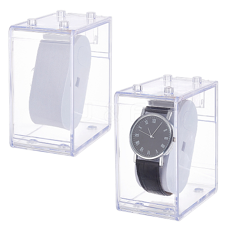 PS Plastic Single Watch Display Cases CON-WH0095-144A-1