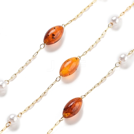 Handmade Amber & CCB Plastic Beaded Chains CHS-P019-12G-1