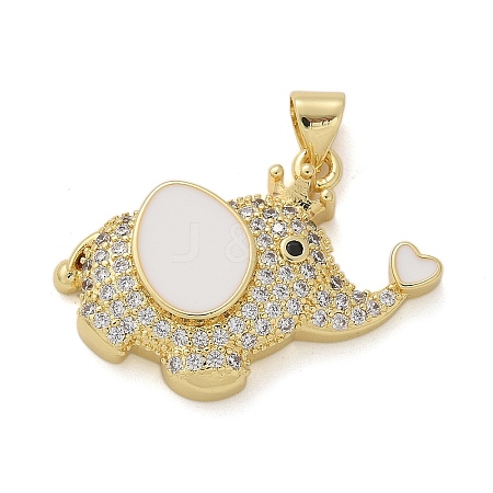 Elephant Brass Micro Pave Cubic Zirconia and Enamel Pendants KK-M319-05G-02-1