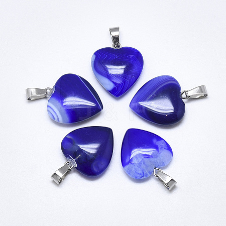 Natural Banded Agate/Striped Agate Pendants G-T122-24B-1