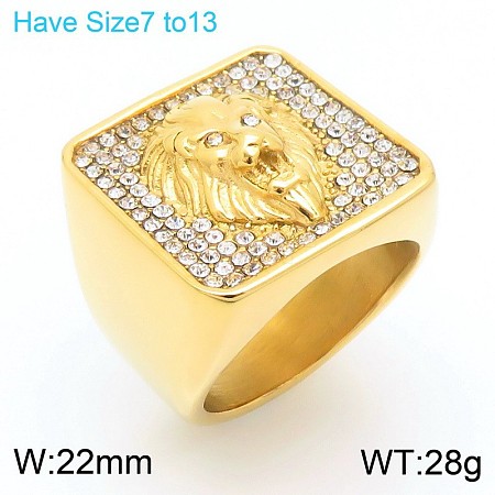 304 Stainless Steel Cubic Zirconia Finger Rings for Men FS-WG9BEFD-13-1