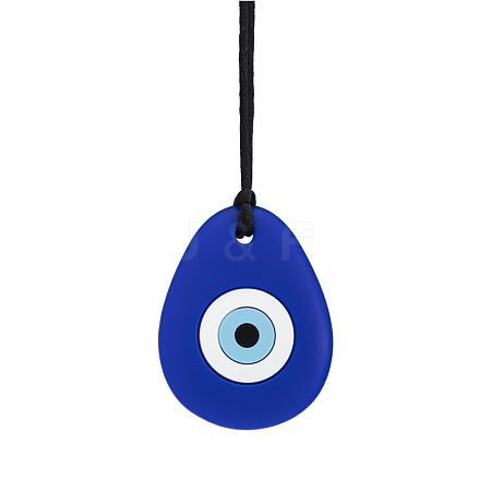 Teardrop with Evil Eye Food Grade Eco-Friendly Silicone Pendants PW-WG15AD8-04-1