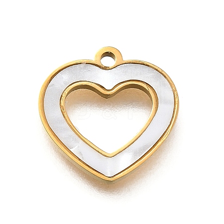 304 Stainless Steel Hollow Heart Charms STAS-Q348-08G-1