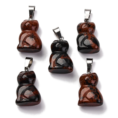 Natural Mahogany Obsidian Pendants G-B127-08P-06-1