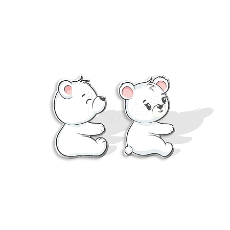 Plastic Bear Stud Earrings for Women PW-WGDF94F-08-1