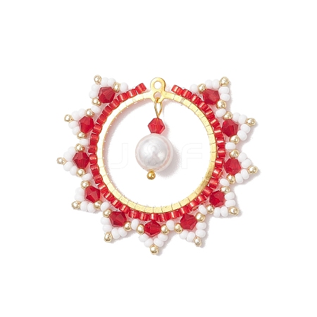 Glass Seed Beaded Sun Pendants PALLOY-MZ00857-02-1